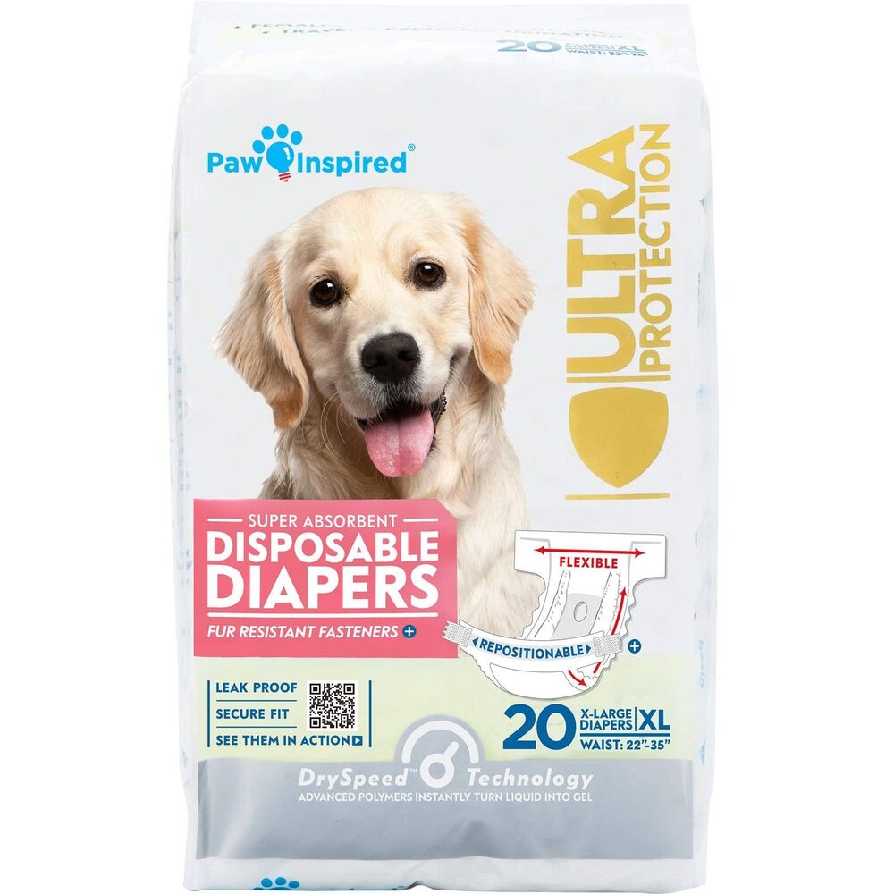 20ct Disposable Dog Diapers, Female Dogs in Heat, Incontinence (X-Large)